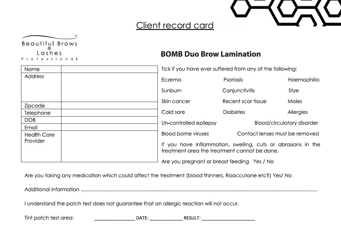 Client Record Card